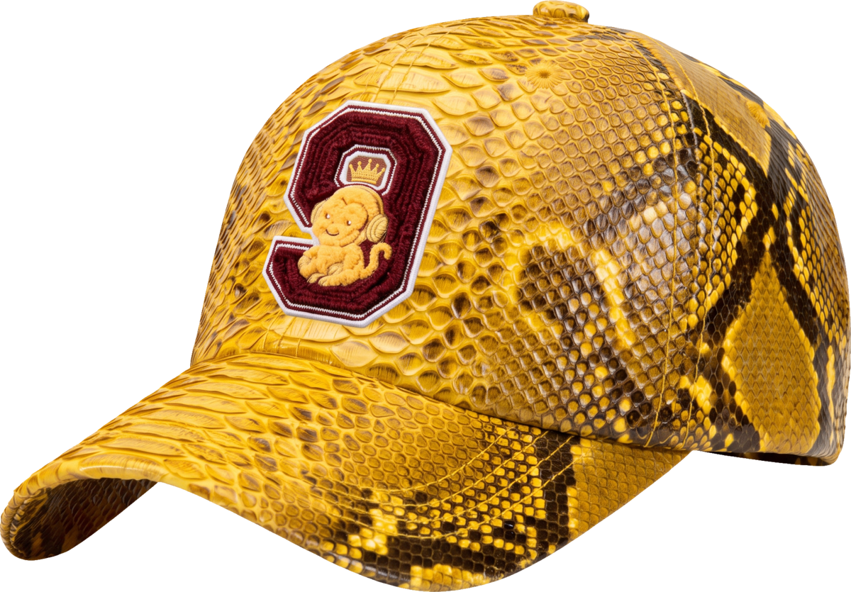 Gold Python Snapback — Burgundy Crest