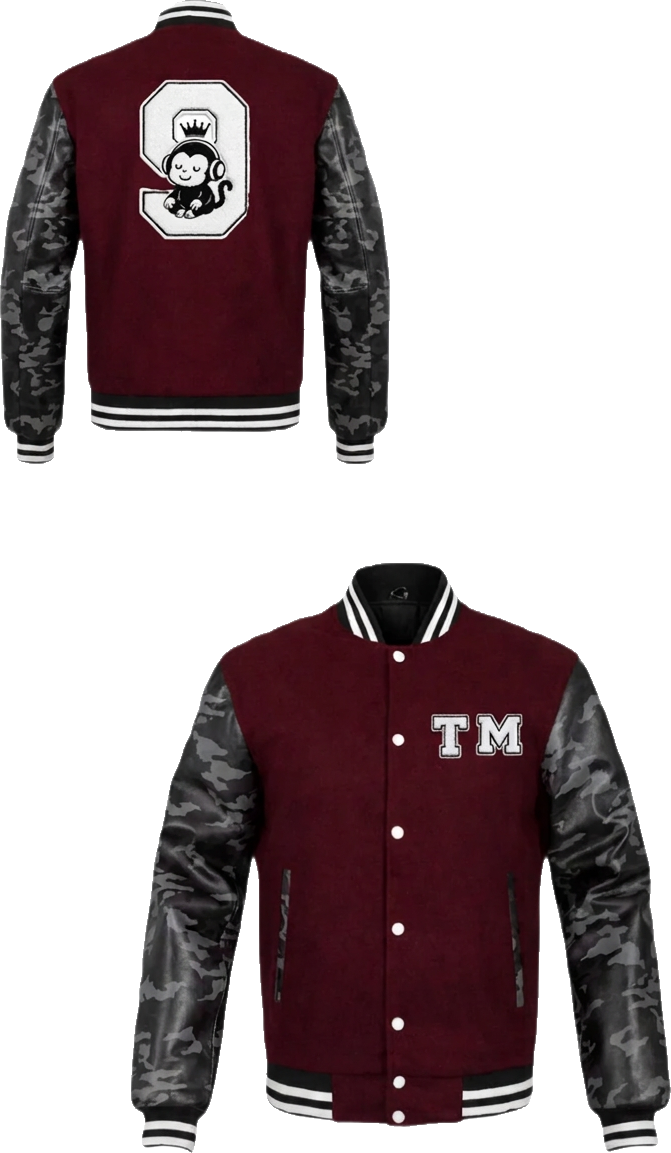 Burgundy Camo Varsity Jacket