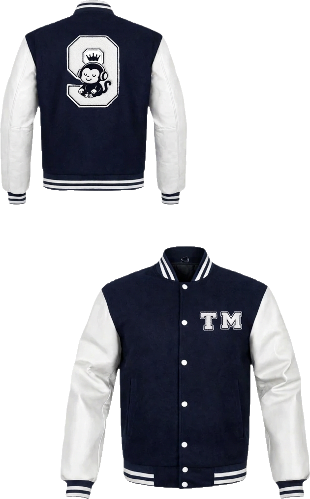 Navy Ivory Varsity Jacket