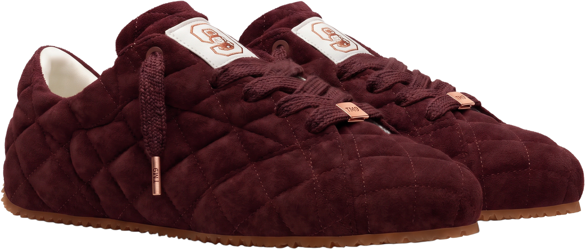 TM9 Quilted Suede Runner — Burgundy